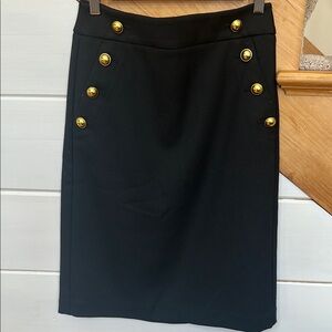 Elegant Black Skirt with Gold Button Accents